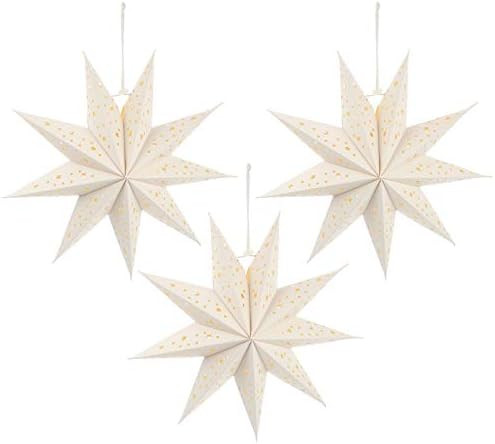 OSALADI 3Pcs Paper Star Lantern Lampshade 9 Pointed Star Paper Lanterns Hanging Decorations for C... | Amazon (US)