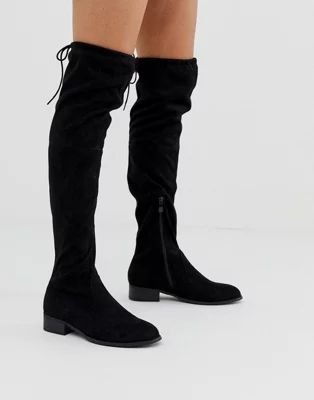 Public Desire Elle flat over the knee boots in black | ASOS | ASOS (Global)