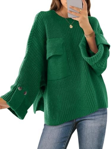 Saodimallsu Womens Oversized Sweaters Chunky Ribbed Knit Crew Neck Casual Long Sleeve Fall Winter... | Amazon (US)