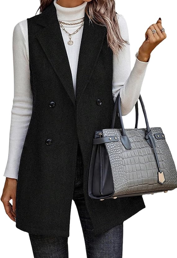ZILIN Long Vest for Women Sleeveless Blazer Fall Jackets Work Office Cardigan Outerwear | Amazon (US)
