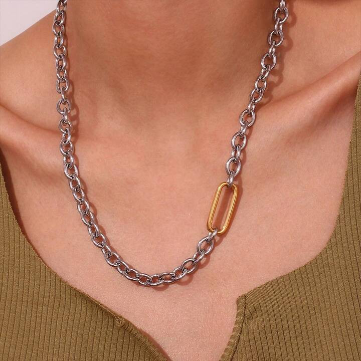 1pc Simple Hip-Hop Style Women Stainless Steel Patchwork Necklace Personality Fashion Dating Gift | SHEIN