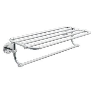 MOEN ISO 10-7/10 in. L x 6-9/25 in. H x 26-19/20 in. W Zinc Hotel-Style Bathroom Shelf in Chrome ... | The Home Depot