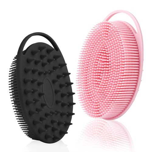 Silicone Body Scrubber, Silicone Loofah, 2 Pcs Silicone Shower Scrubber, Exfoliating Silicone Shower Scrubber, 2 in 1 Silicone Body Scrub Brush Scalp Massager Shampoo Brush for All Skin Men Women Kids | Amazon (US)