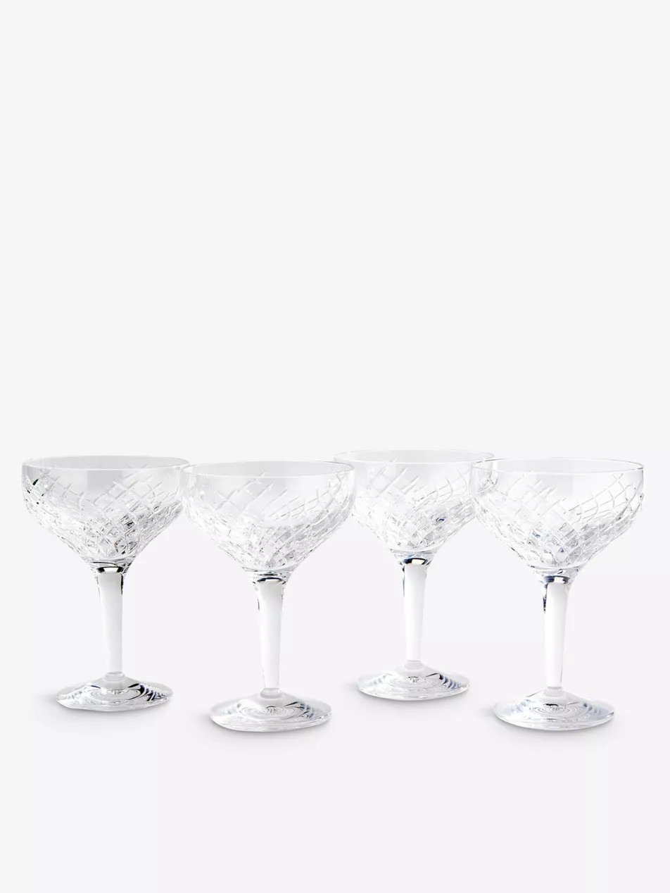 Barwell diamond-cut crystal champagne coupe glasses set of four | Selfridges