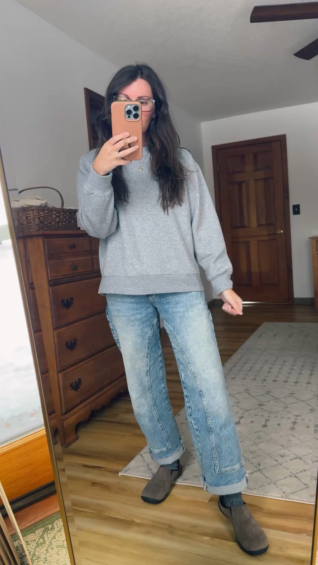 Xs in my tank, xs in my crewneck sweatshirt, 24 short in my jeans (short is sold out but could easily be cut off due to the raw hem) and 6.5 in my Merrell shoes. My shoes are older, linked the current style. 

#LTKootd #LTKPetite #LTKgrwm