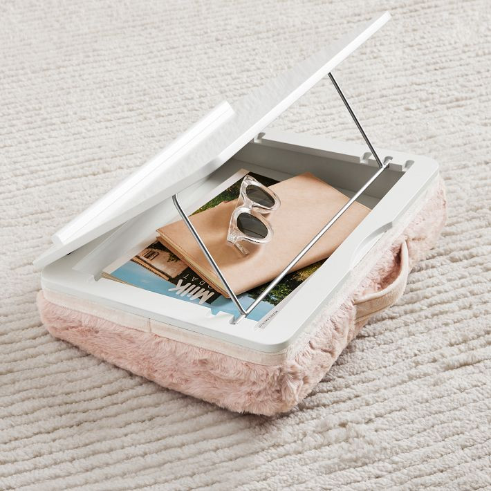 Adjustable Bunny Fur Lapdesk with Storage- Blush | Pottery Barn Teen