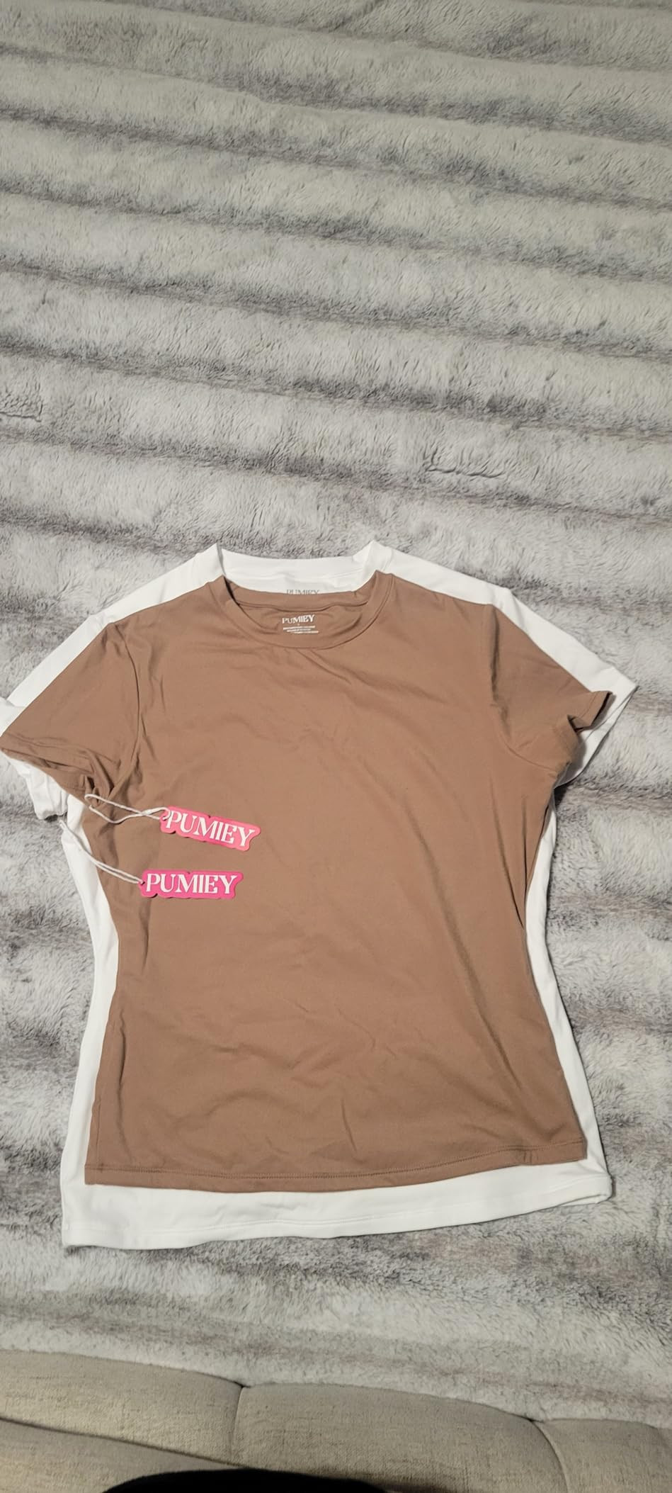 PUMIEY Women's Crew Neck Short Sleeve Tops Double Lined Slim Fit T Shirts Basic Tee Smoke Cloud P... | Amazon (US)