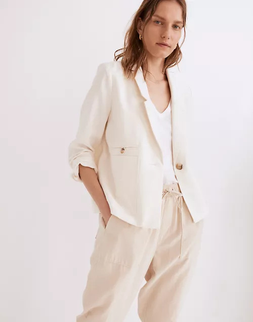Clarke Crop Blazer in Travel Linen-Blend | Madewell