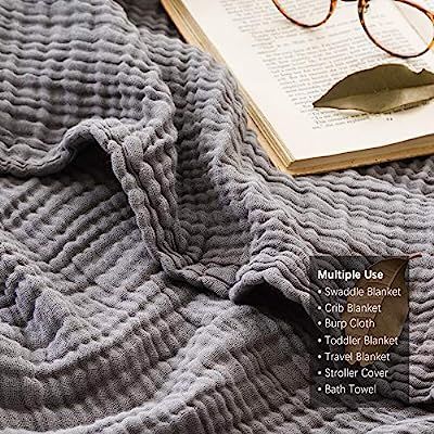 EMME 100% Cotton Muslin Blankets for Adults 4-Layer Breathable Muslin Throw Blanket Pre-Washed Li... | Amazon (US)