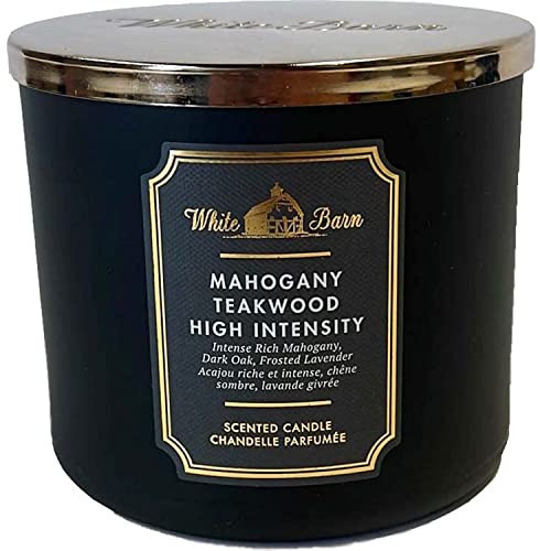 White Barn Candle Company Bath and Body Works 3-Wick Scented Candle w/Essential Oils - 14.5 oz - Mahogany Teakwood (High Intensity - Black) | Amazon (US)