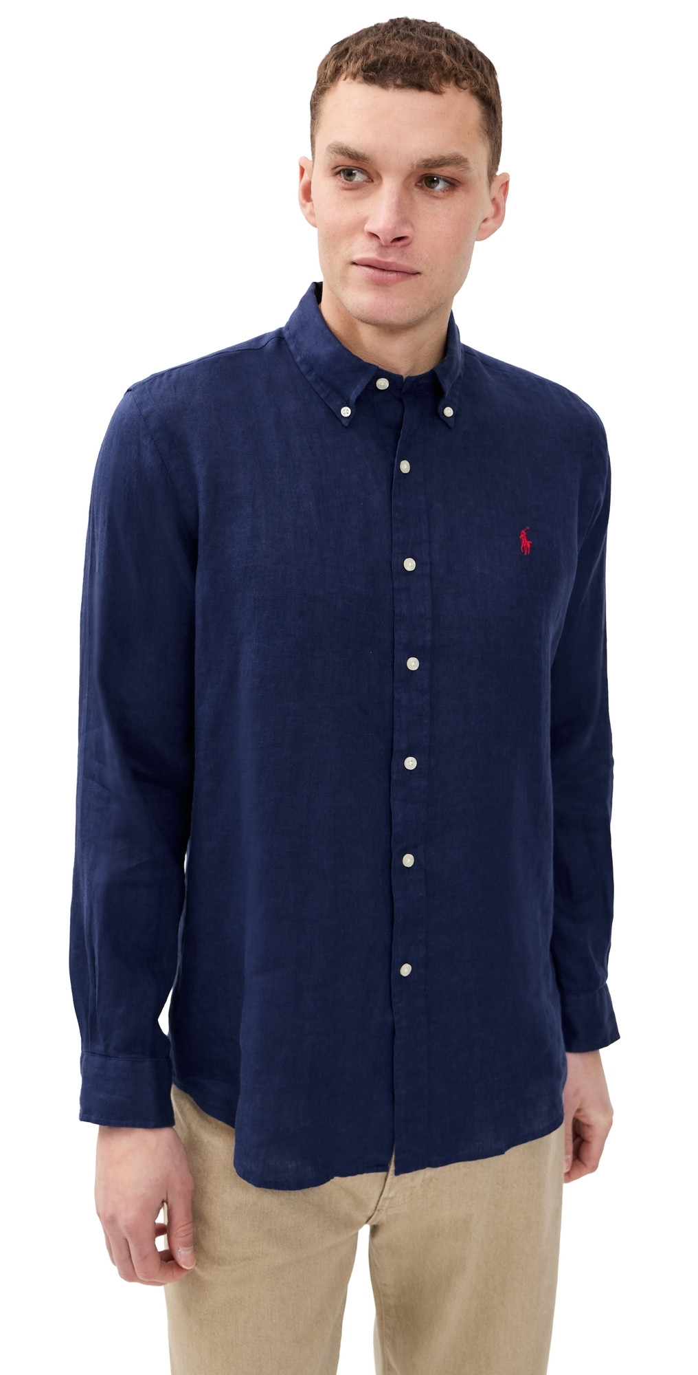 Polo Ralph Lauren Long Sleeve Linen Shirt New Classic Navy M | Shopbop