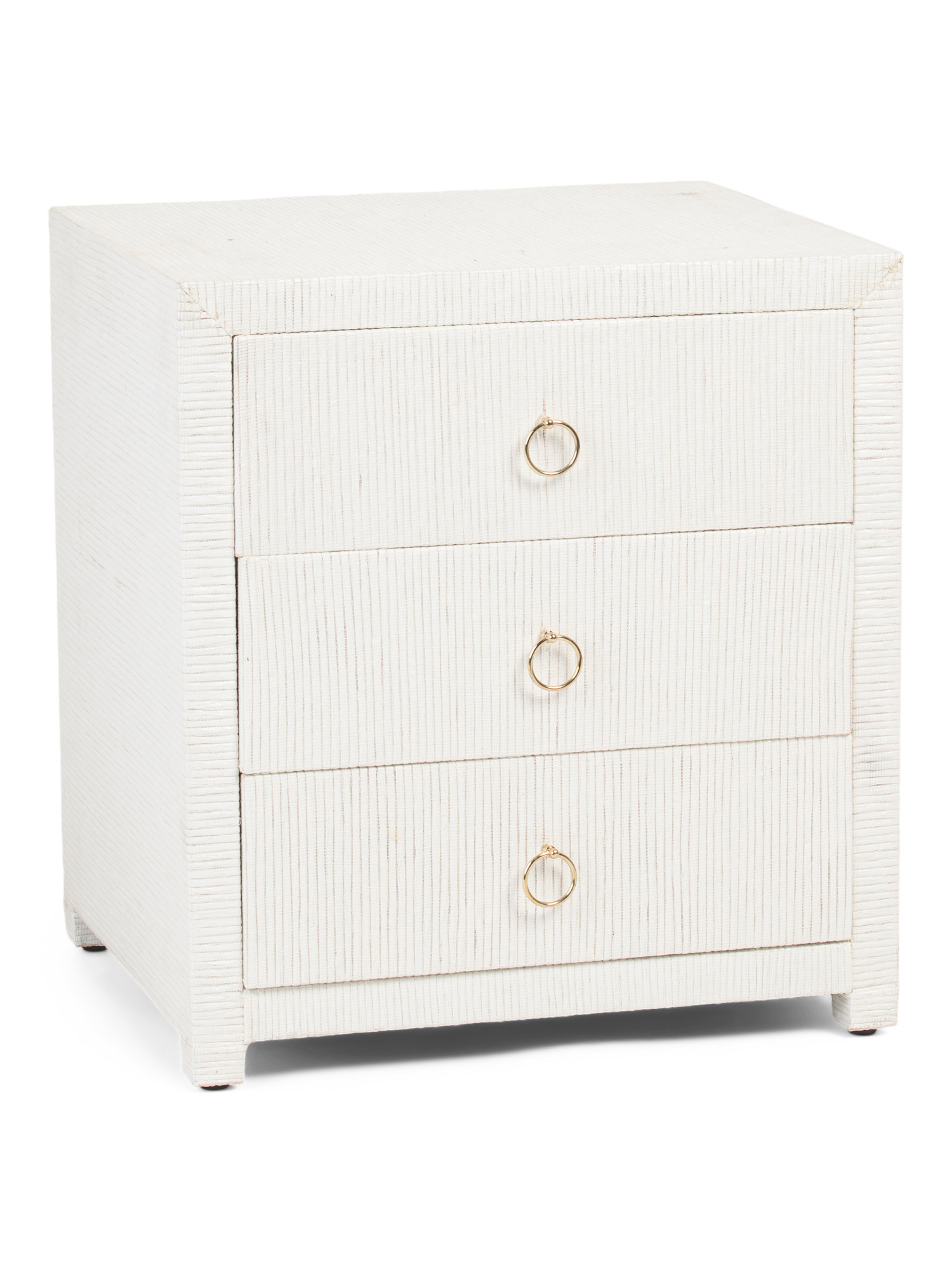 18in Quinn 3 Drawer Raffia Side Table | Marshalls