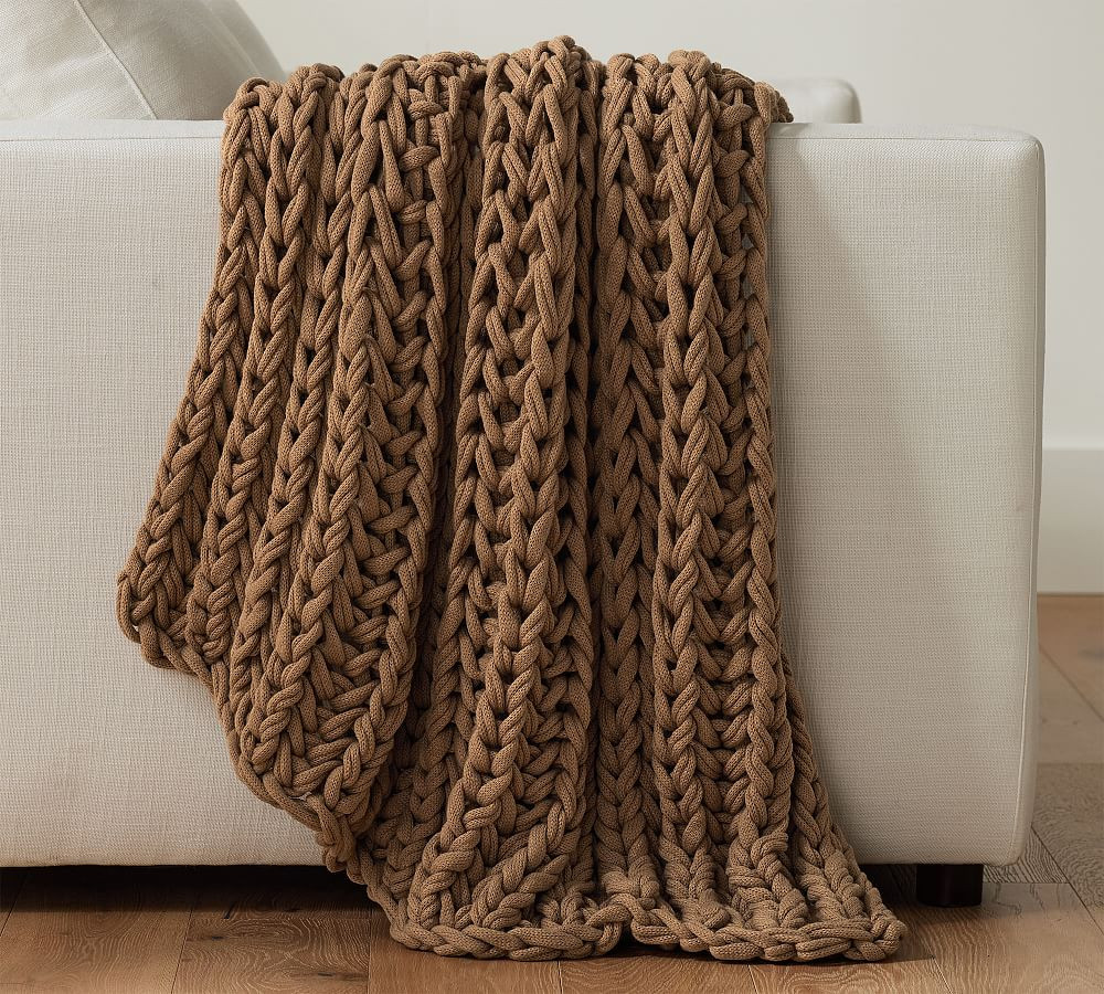 Colossal Ribbed Handknit Throw | Pottery Barn (US)