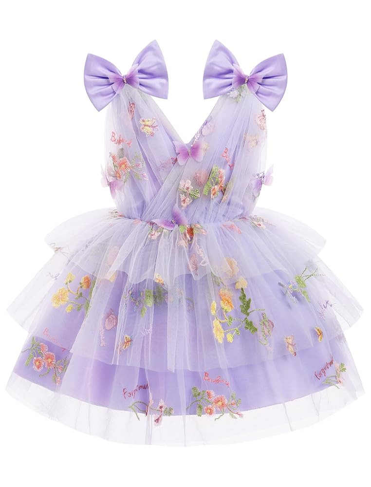 IMEKIS Toddler Girls Butterfly Birthday Dress Rainbow Tulle Formal Wedding Party Ruffle Tutu Dres... | Amazon (US)