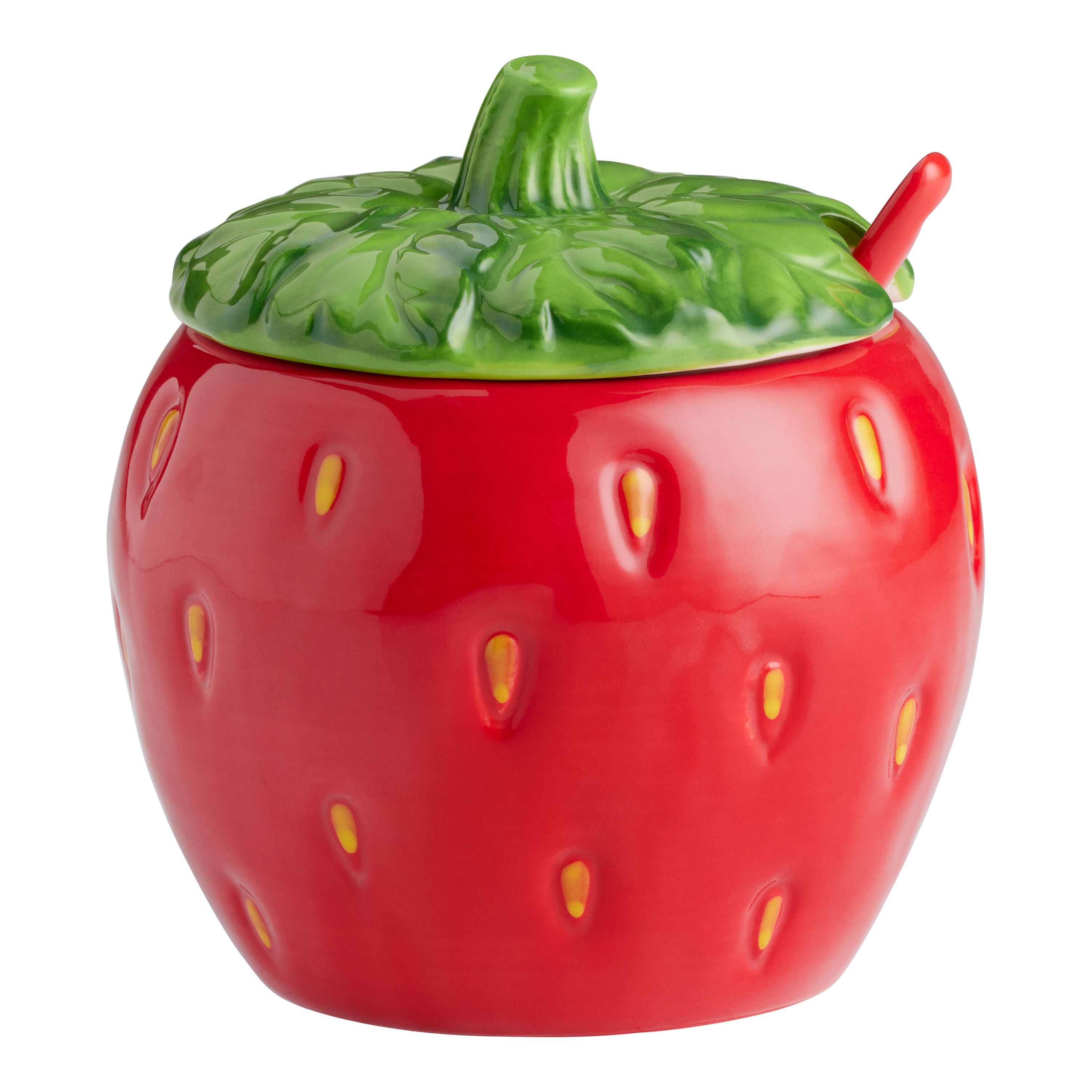 Hand Painted Strawberry Figural Sugar Bowl with Spoon | World Market