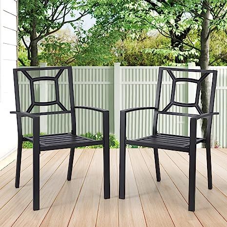 Amazon.com: AECOJOY Outdoor Patio Dining Chairs, Arm Chairs with Heavy-Duty Metal Frame for Pools... | Amazon (US)