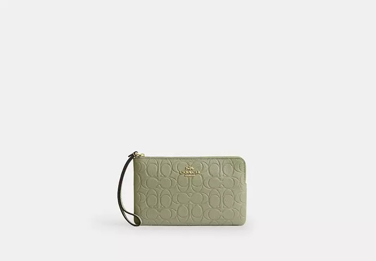 Large Corner Zip Wristlet In Signature Leather | Coach (US)