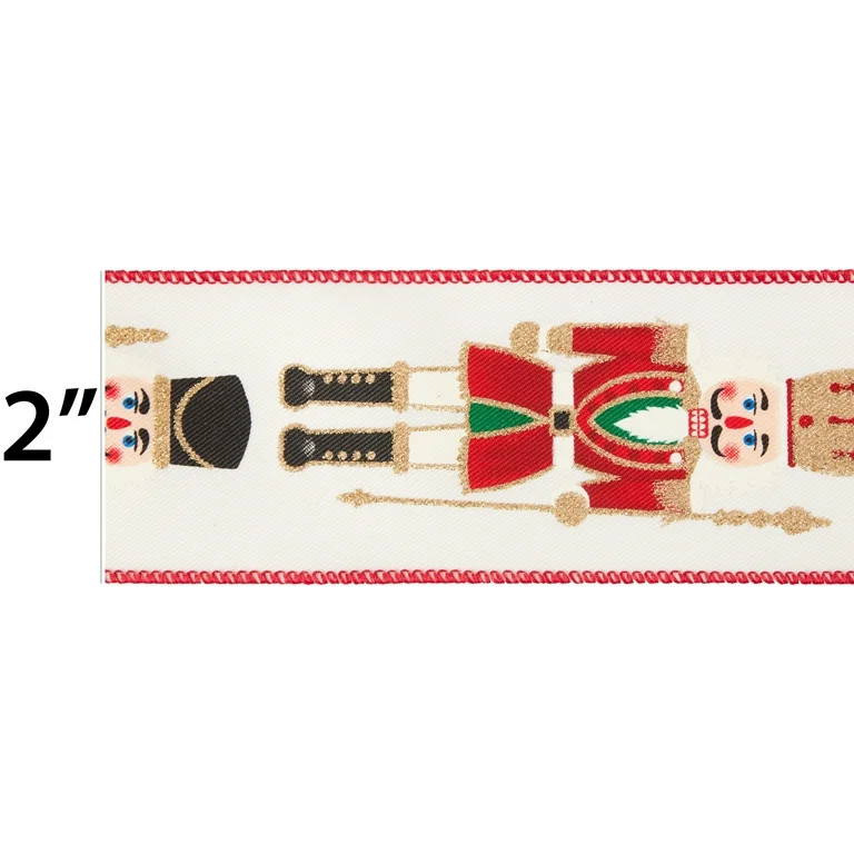 Novelty Multicolor Nutcracker Polyester Christmas Ribbon, 2.5 in x 40 ft, by Holiday Time - Walma... | Walmart (US)