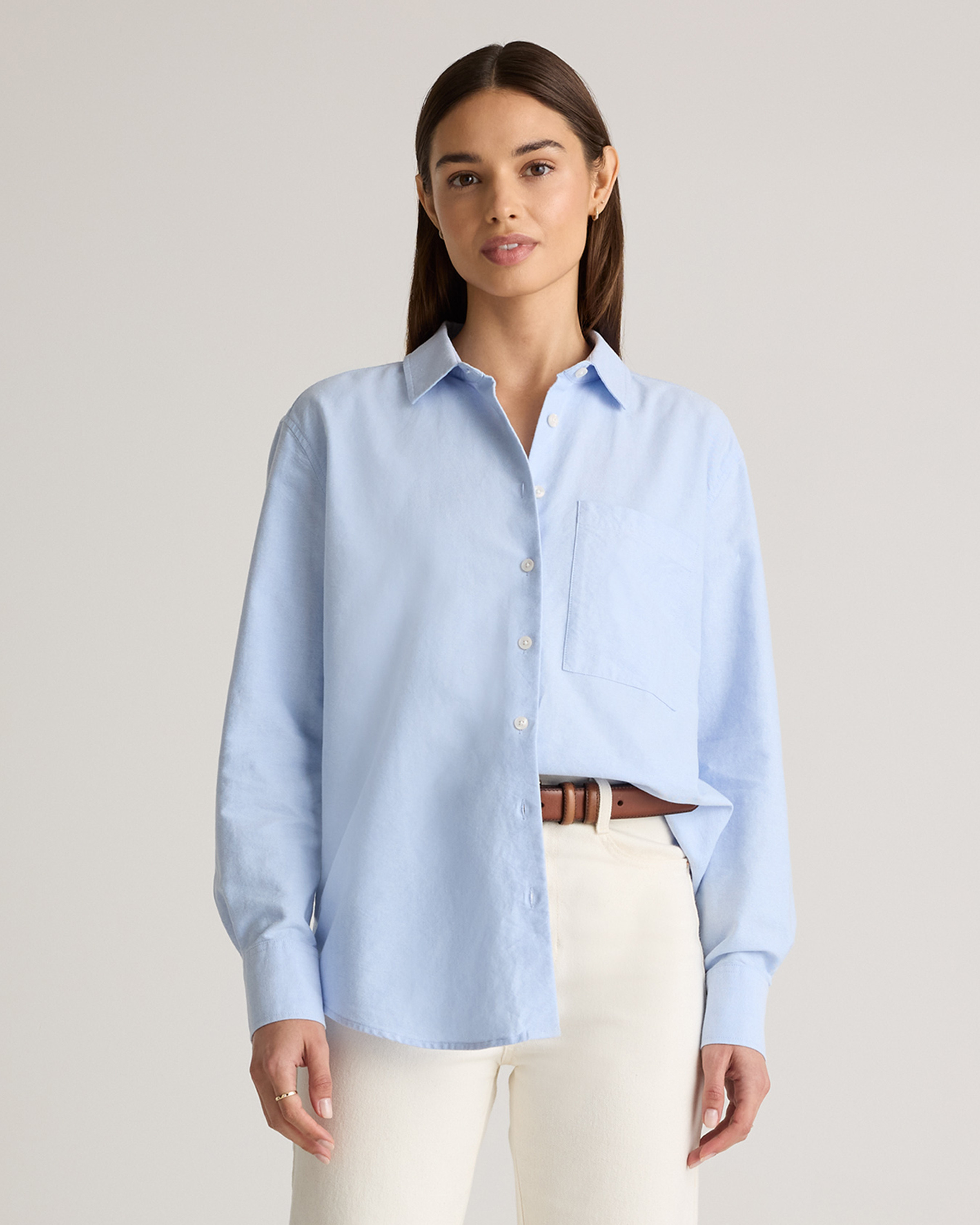 Quince | Women's Relaxed Oxford Shirt in Pale Blue, Size Small, Organic Cotton | Quince