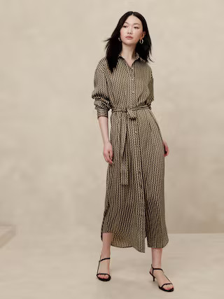 Tie-Waist Maxi Shirtdress | Banana Republic Factory
