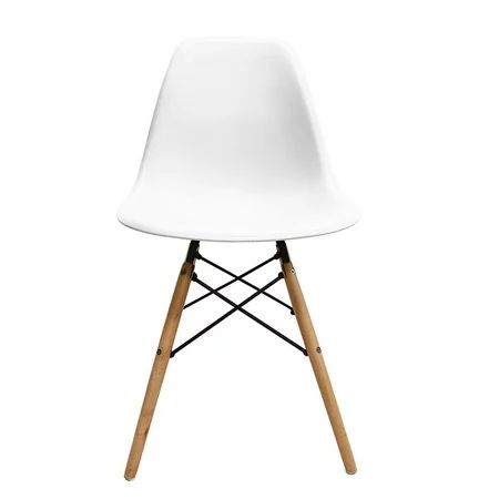 White - Modern Style Side Chair with Natural Wood Legs Eiffel Dining Room Chair - Lounge Chair with  | Walmart (US)