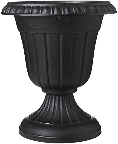 Arcadia Garden Products PL10BK Classic Traditional Plastic Urn Planter Indoor/Outdoor, 15" x 13",... | Amazon (US)