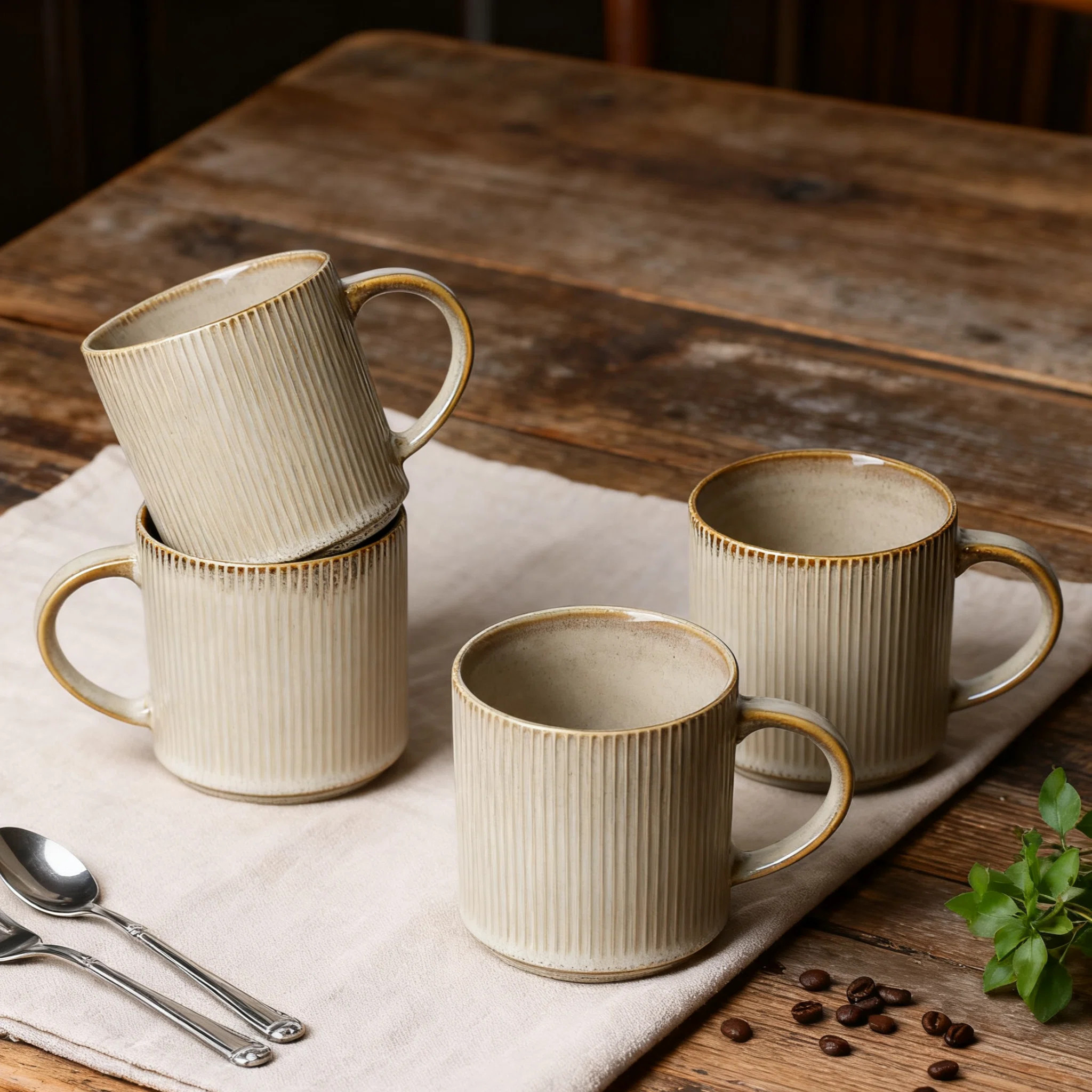 ALOFMO Straight Sided 4 Piece 16oz Stoneware Coffee Mugs  & Reviews | Wayfair | Wayfair North America