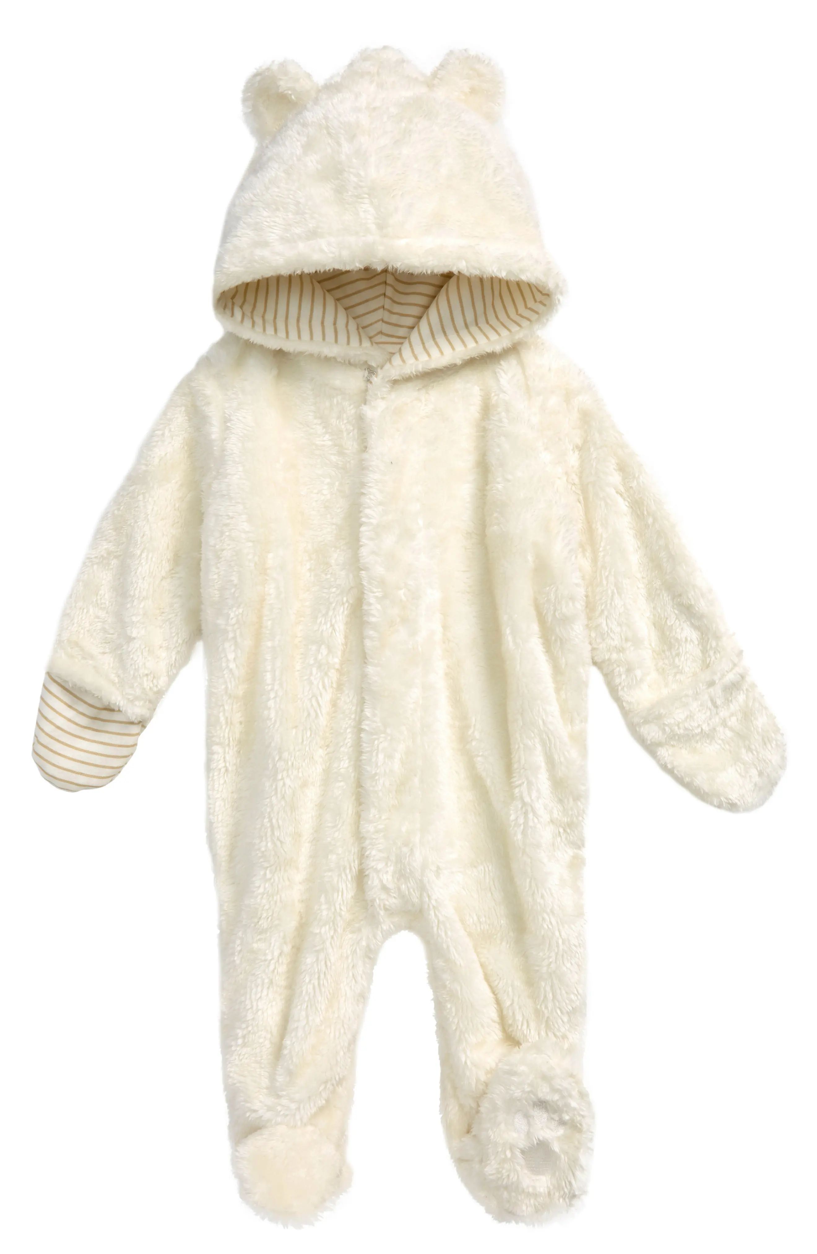 Magnetic Me Egret Minky Fleece One-Piece Hooded Bunting in Cream at Nordstrom, Size 0-3M | Nordstrom