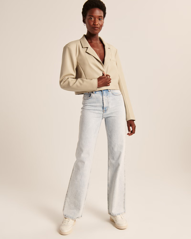 Cropped Vegan Leather Blazer | Abercrombie & Fitch (US)