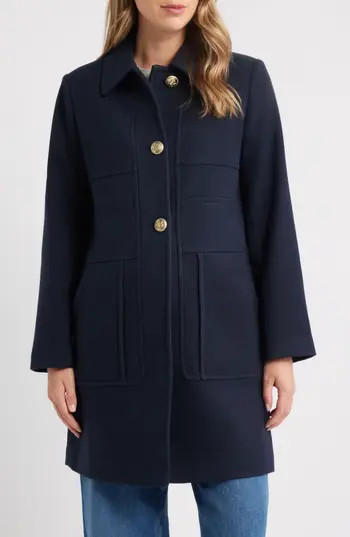 Sam Edelman Inset Waist Coat in Navy at Nordstrom Rack, Size 16 | Nordstrom Rack