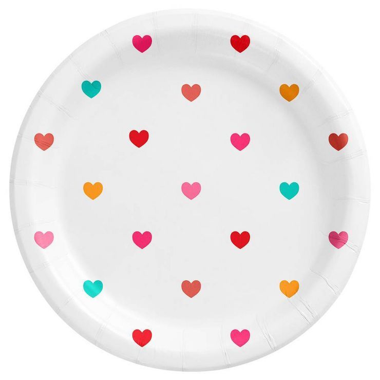 Valentine's Day All Over Hearts Multicolored Disposable Dinner Plates 8.5"-20ct - Spritz™ | Target
