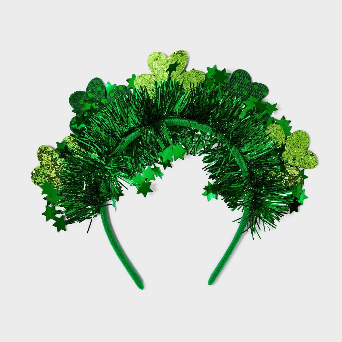St. Patrick's Day Glitter & Tinsel Shamrock Headband - Green | Target