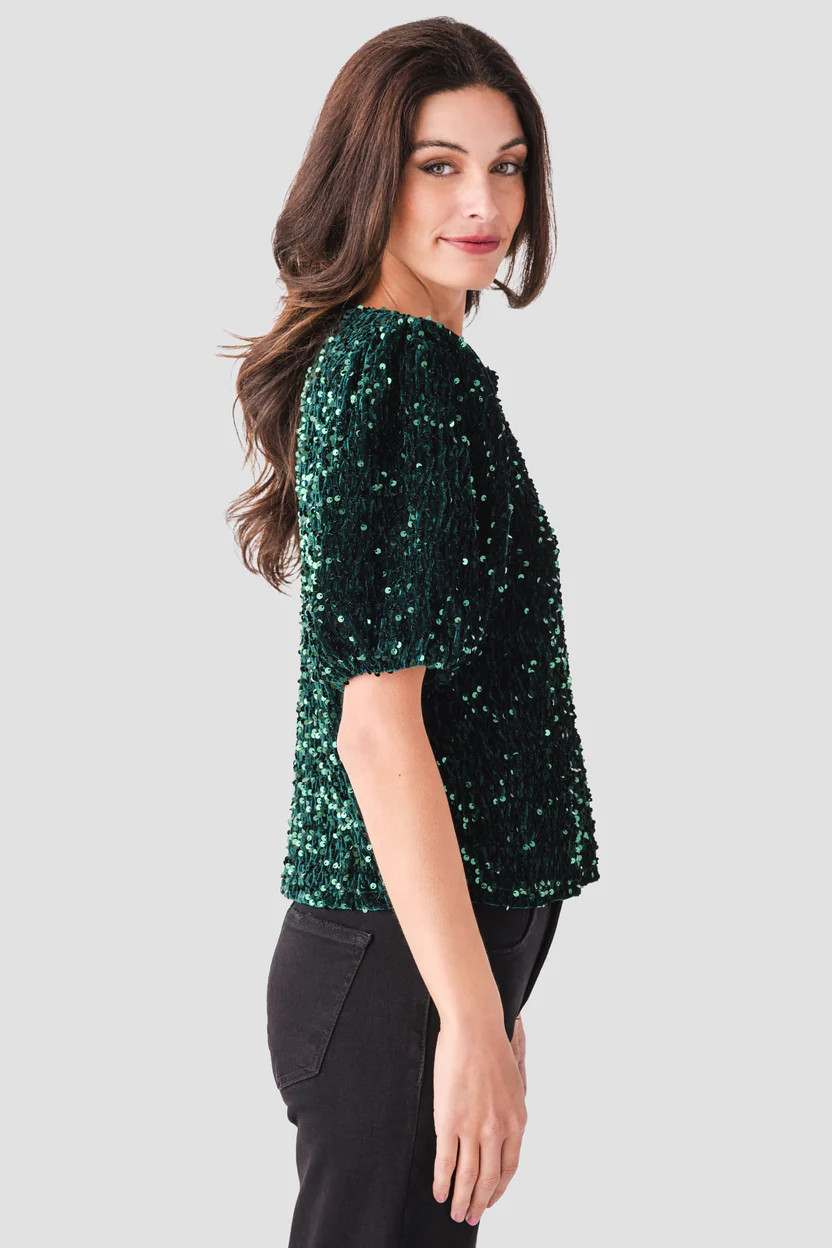 Vine & Love Sparkling Sequin Velvet Top | Social Threads