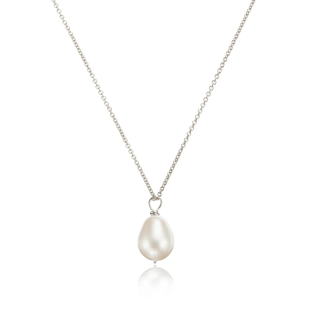 Silver Large Single Pearl Necklace | Lily & Roo