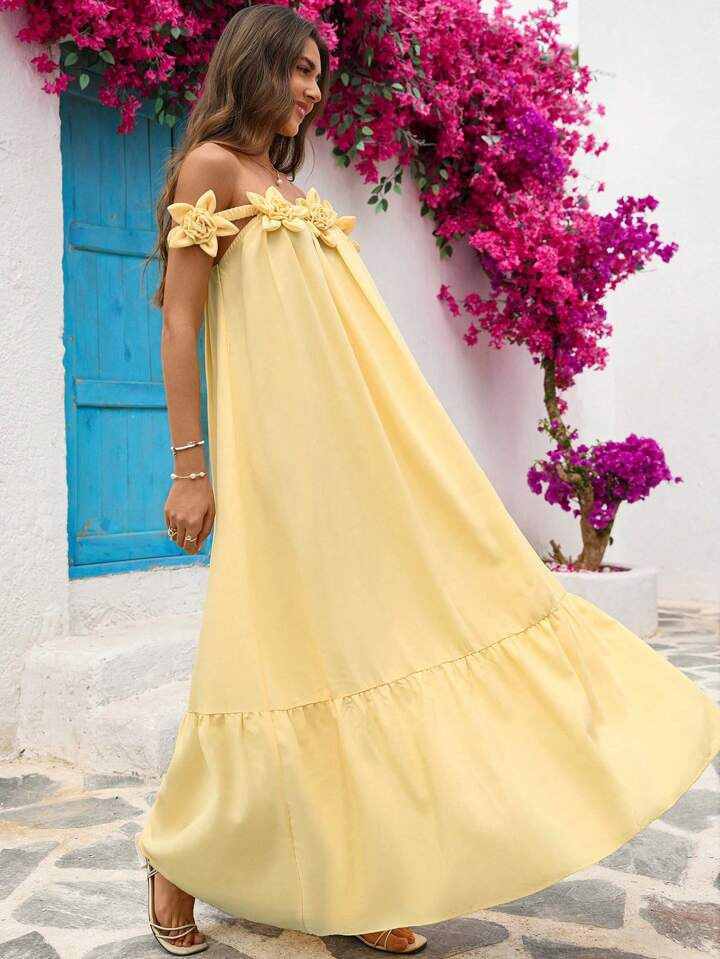 Vivid Eden Yellow Floral Dress | SHEIN