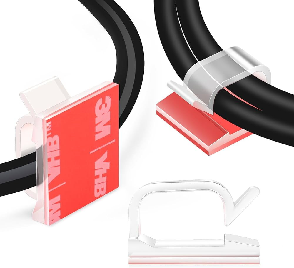 60 PCS XHF 5/8” Adhesive Cable Wire Clips Clear, Cable Staples Outdoor Cable Management Wire Or... | Amazon (US)