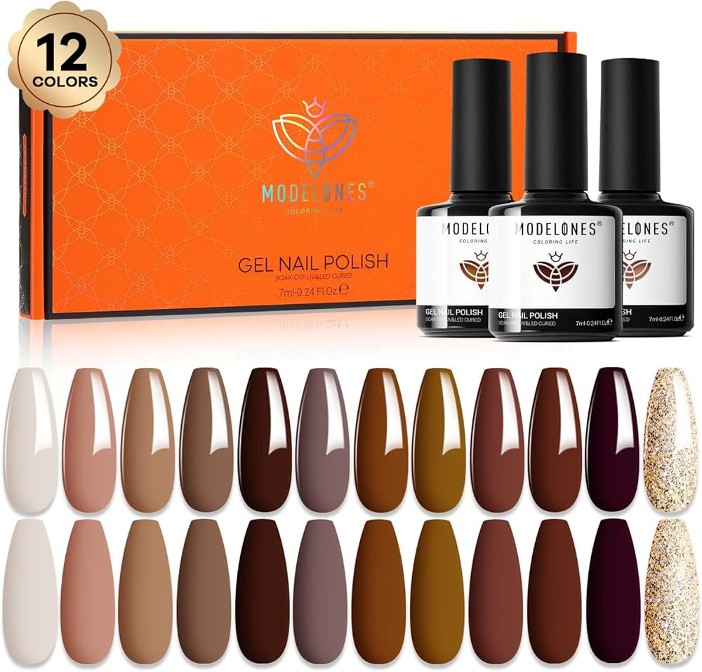 modelones Gel Nail Polish Kit, 12 Pcs All Seasons Skin Tones Popular Neutral Color Gel Polish Set... | Amazon (US)
