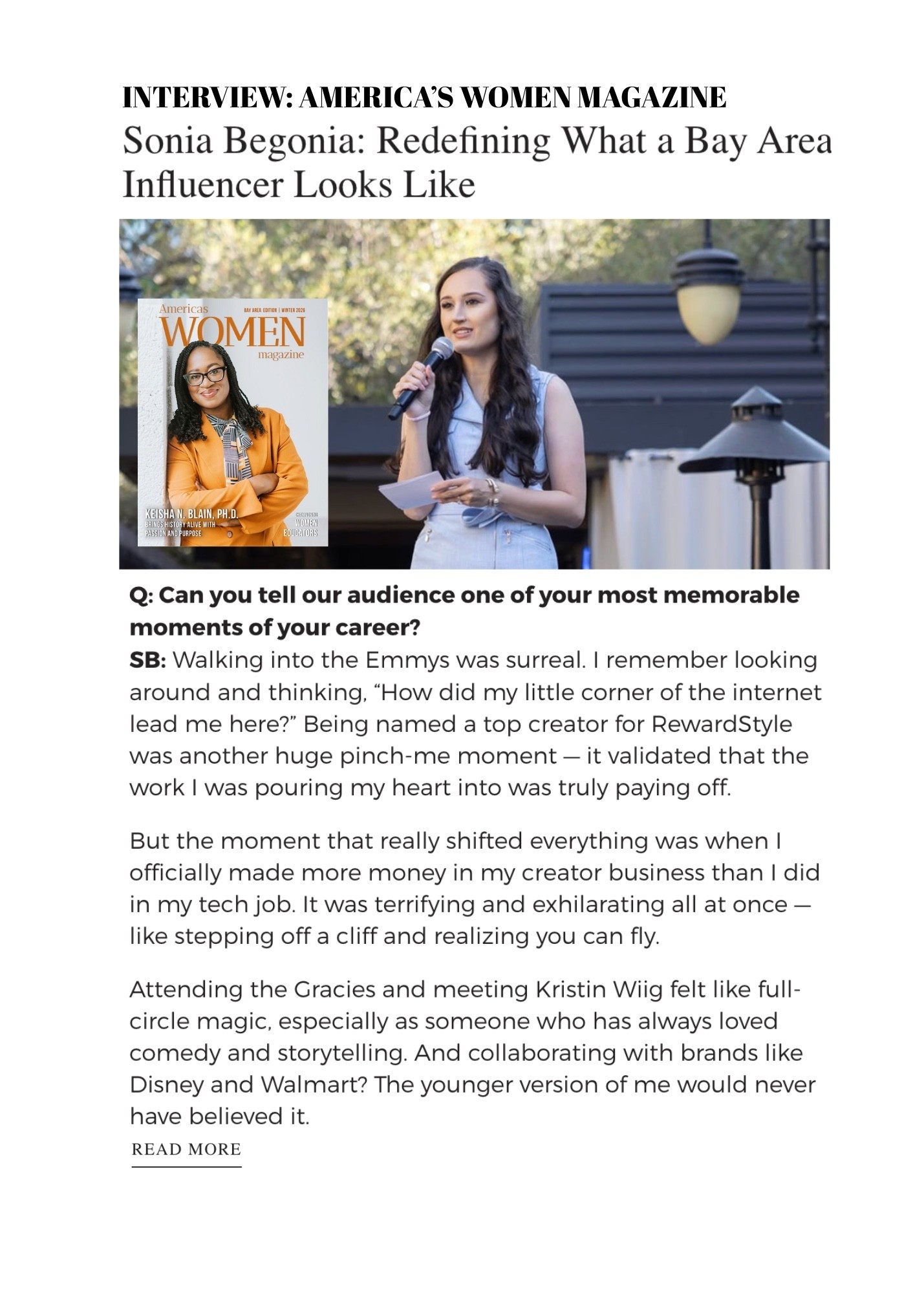 My interview is now LIVE in the latest edition of America’s Women Magazine: Bay Area Edition!! 

#BayAreaInfluencer #BayAreaBlogger #BayAreaCreator #BayAreaContentCreator #BayAreaMom 