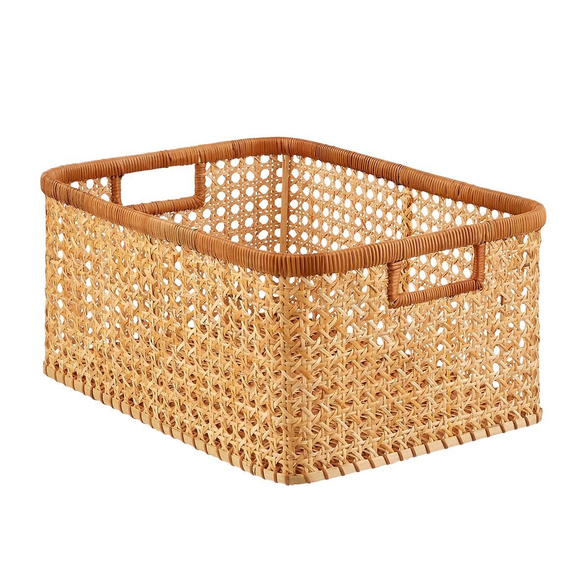 Large Albany Cane Rattan Bin Natural | The Container Store