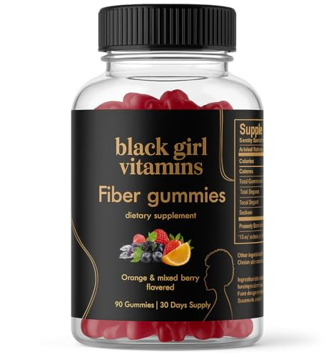 Black Girl Vitamins - Fiber Gummies - Prebiotic for Gut Health & Bloat Relief - Supports Digestion, Regularity & Microbiome Balance - Vegan, Gluten-Free, Halal (Orange & Mixed Berry, 30 Day Supply) | Amazon (US)