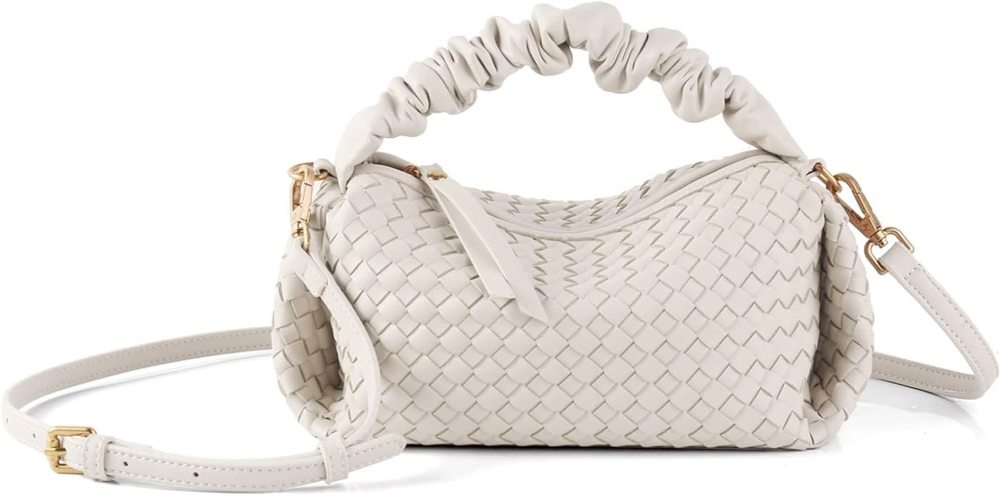 Woven Handbags For Women, Vegan Leather Crossbody Bag With Detachable Strap Shoulderbag, Weave Wr... | Amazon (US)