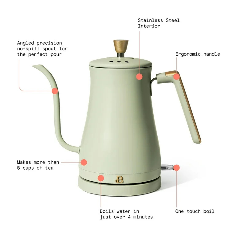 Beautiful 1-Liter Electric Gooseneck Kettle 1200 W, Sage Green by Drew Barrymore | Walmart (US)