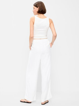 High-Waisted Linen-Blend Wide-Leg Pants | Old Navy (CA)