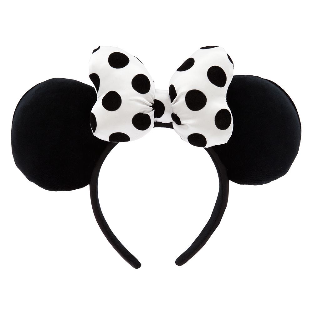 Minnie Mouse Ear Headband with Satin Bow for Adults – Black and White | Disney Store