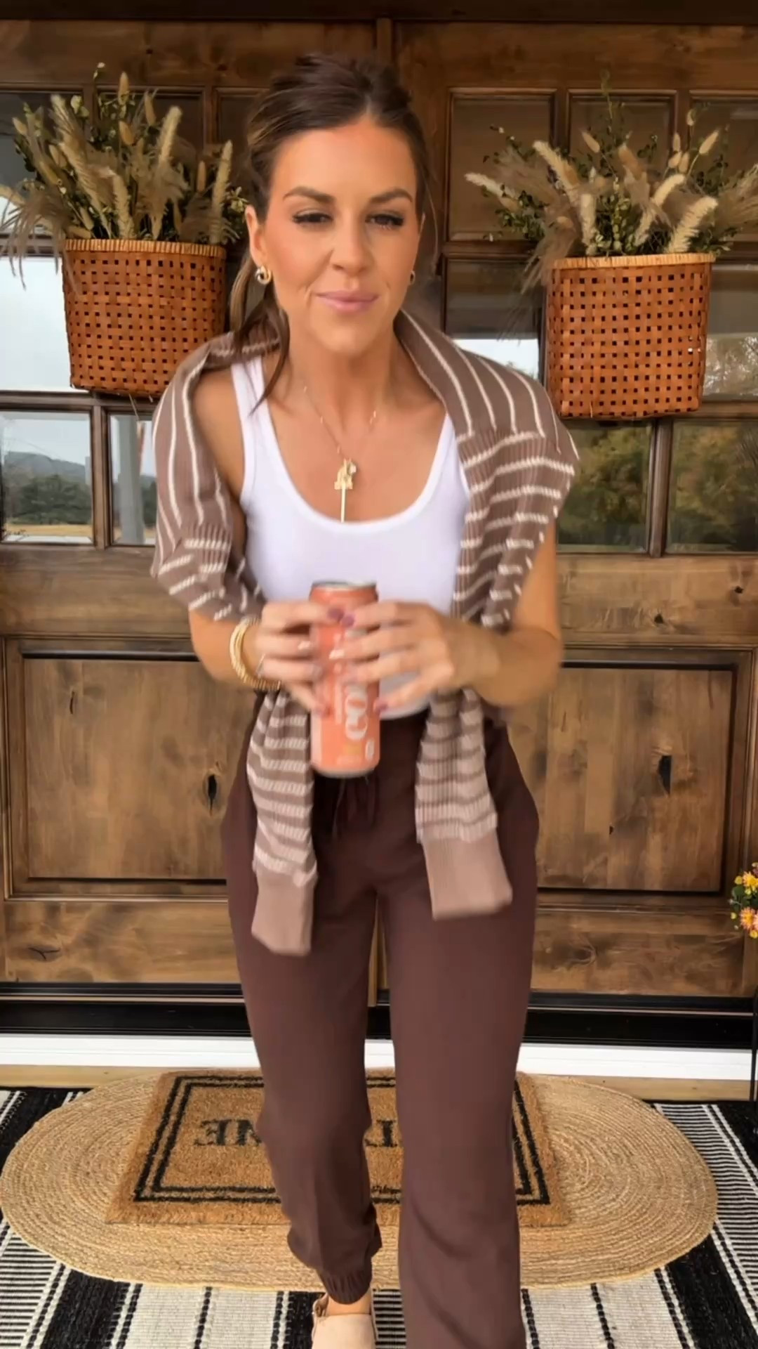 #kohlspartner bringing you a cozy look this fall. Sunday Funday in your cute outfit! @kohls ! 
Tank: XS - white
Crewneck : XS Brown Cream Stripe
Bottoms: XS BIRK Brown 

Grab your goodies & EARN Kohl’s cash now! #kohlsfinds 

#LTKStyleTip #LTKFindsUnder50 #LTKTravel