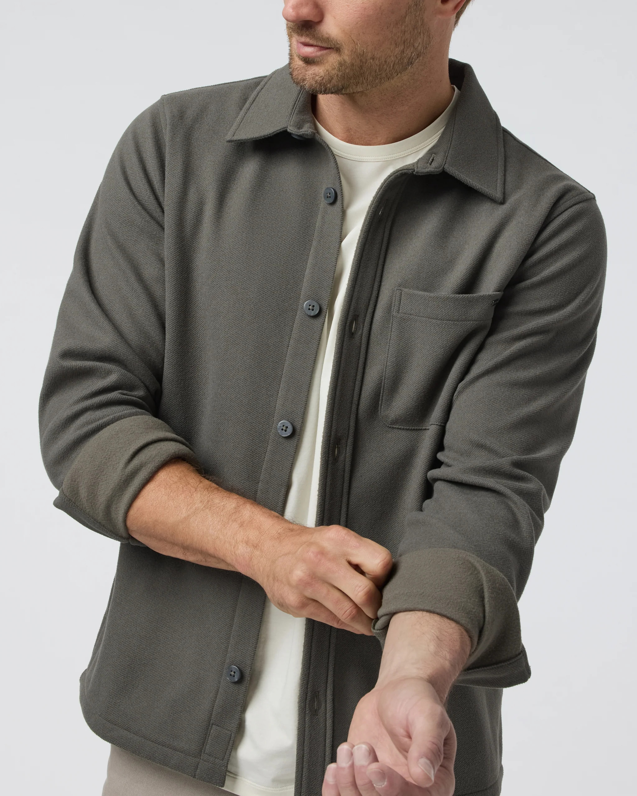 Beldon Shirt Jacket Knit Twill | Oregano | Vuori | Vuori Clothing (US & Canada)