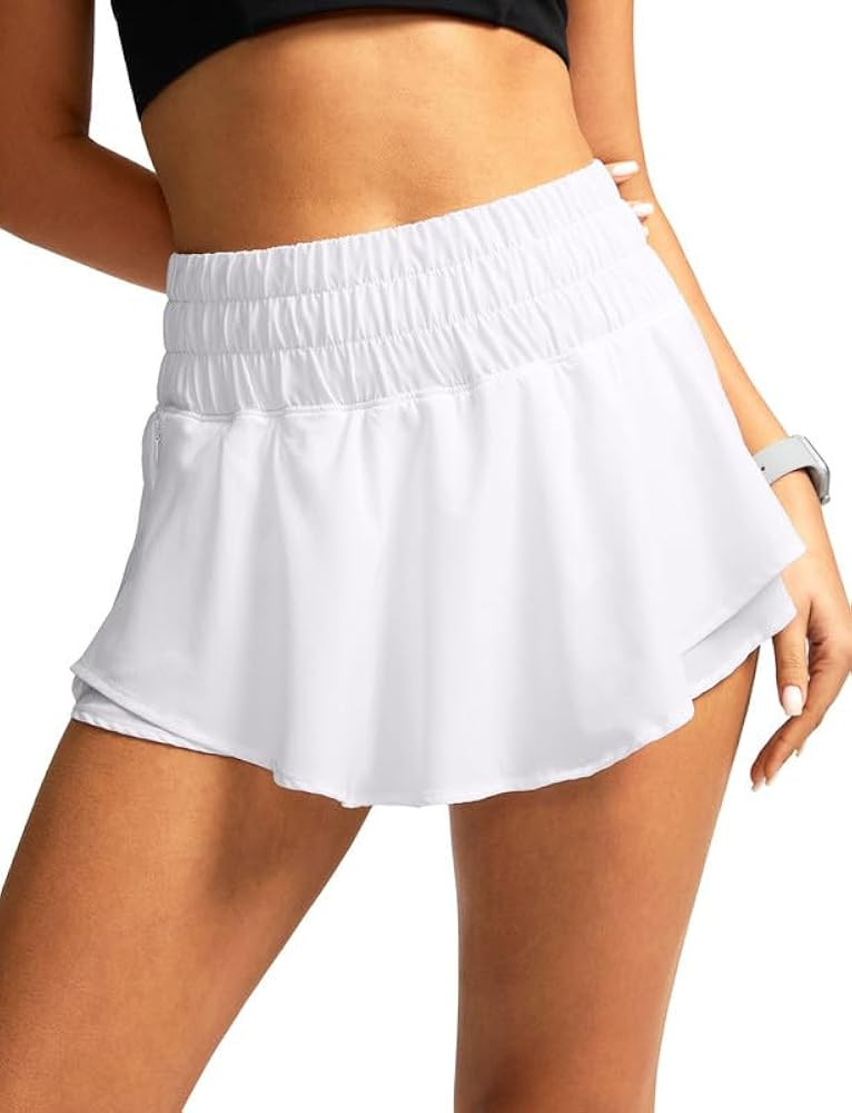 SANTINY Flowy Athletic Shorts for Women High Waisted Running Workout Shorts Ruffle Tennis Skirt S... | Amazon (US)