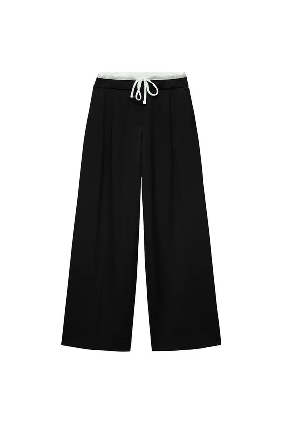 WIDE-LEG TROUSERS WITH DOUBLE WAISTBAND | Zara UK