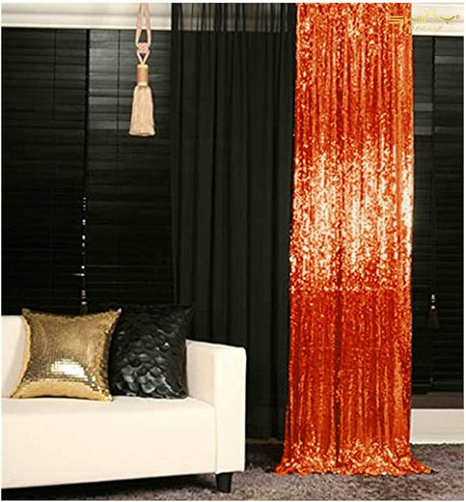 2FTx8FT Orange Sequin Curtains for Bedroom Window Decoration, Sequin Curtain Panels for Baby Show... | Amazon (US)
