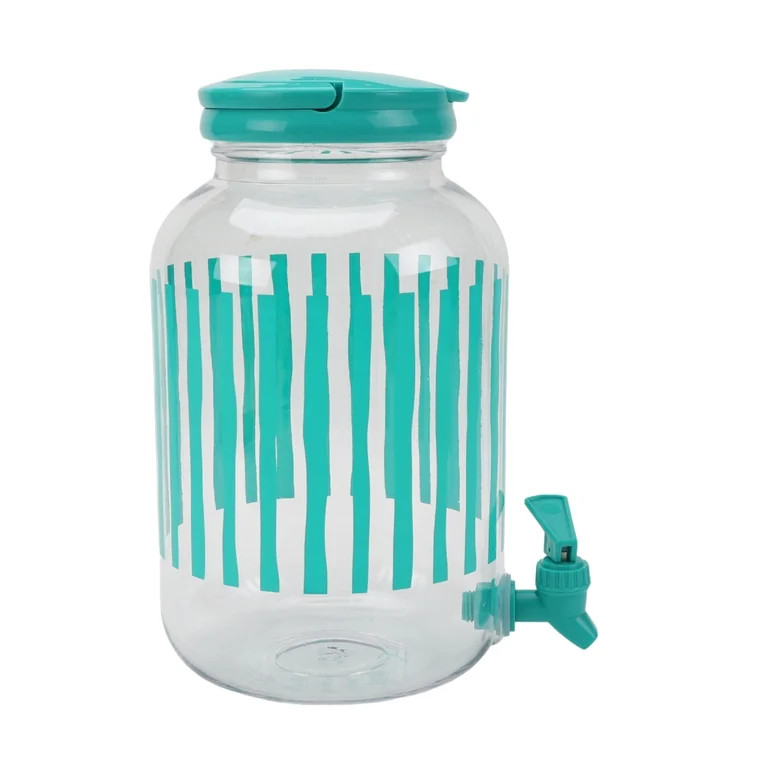 Mainstays 1.2-Gallon Acrylic Stripe Beverage Dispenser, Teal | Walmart (US)